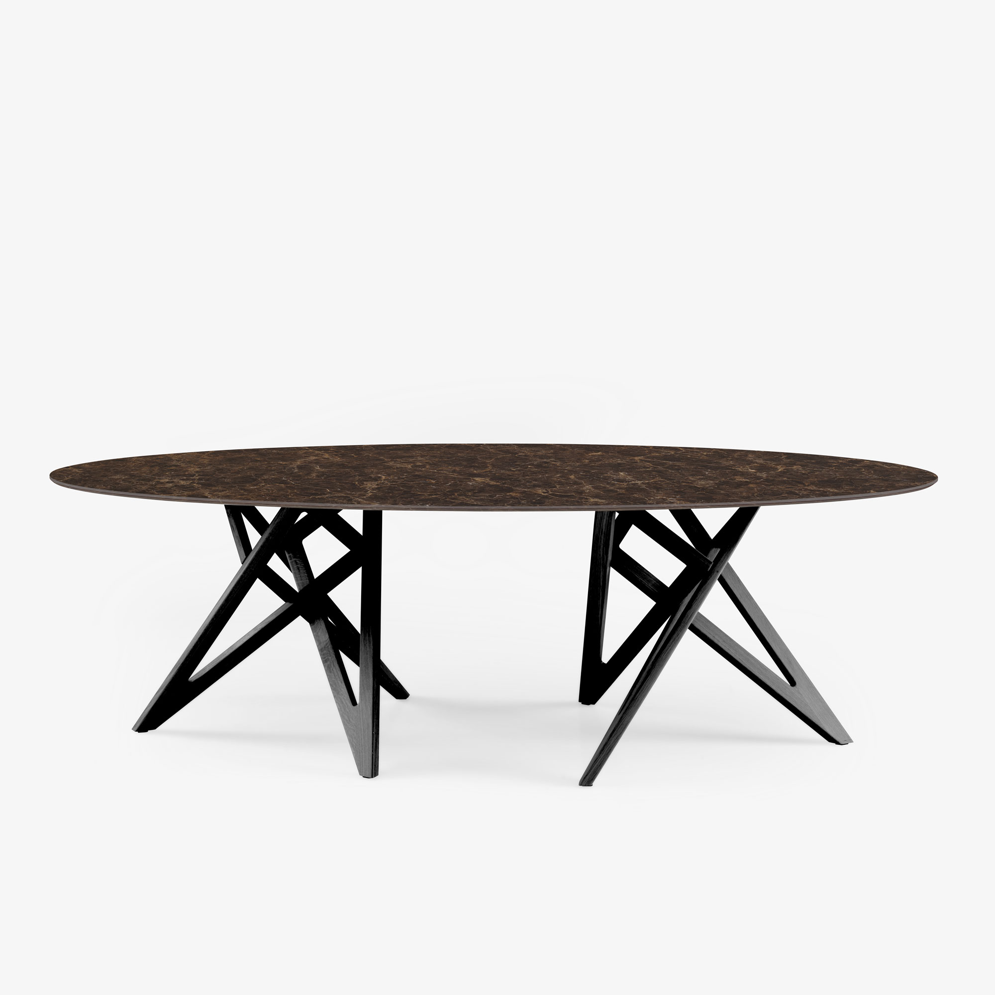 Image MESA DE COMEDOR OVALADA PATAS DE FRESNO TEÑIDO NEGRO 